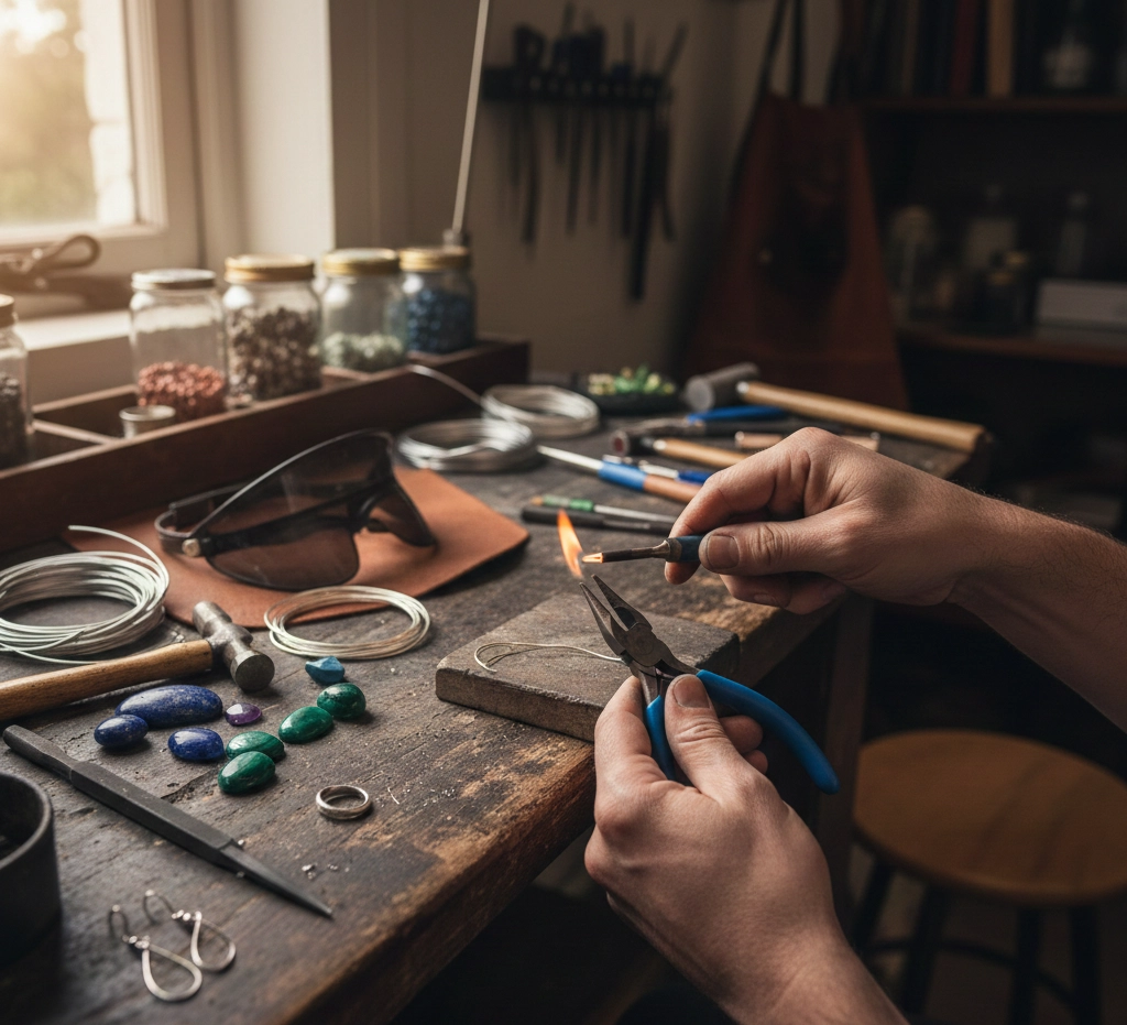 Handcrafted jewelry creation process